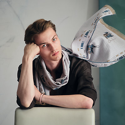 Grey - Rectangles - Silk Scarves and Stoles for Men | Hermès USA Grey - Rectangles - Silk Scarves and Stoles for Men | Hermès USA